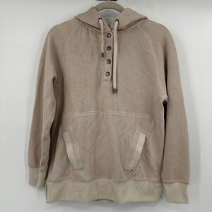 carbon2cobalt Mens Tan Fleece Snap Button‎ Neck Hoodie Sweatshirt Size Small